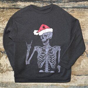 Skeleton Christmas Sweater Dark Gray – Graphic Crewneck Unisex - Size Small